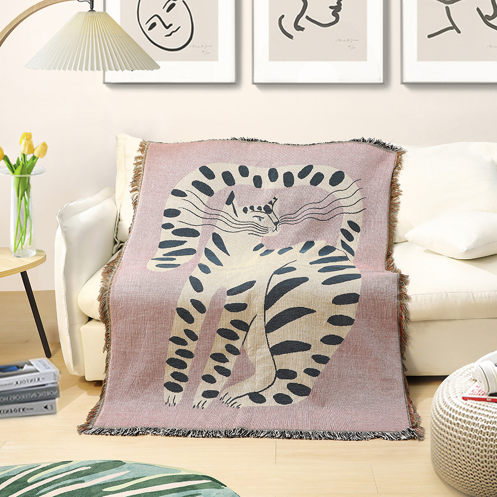 Boho Throw Blanket Fringe - Koc w stylu boho z abstrakcyjnym